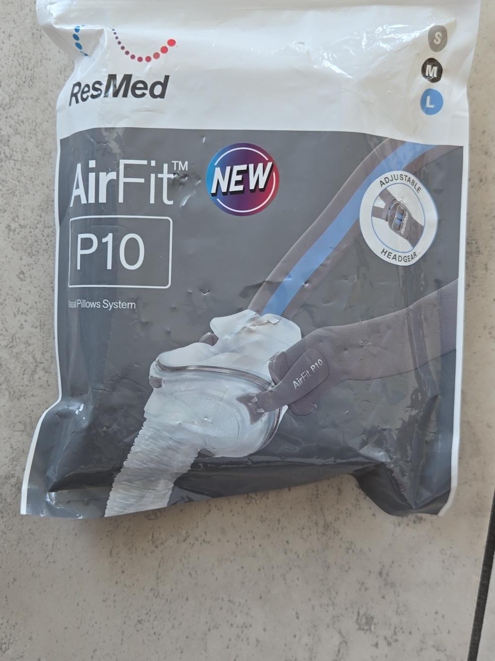 ResMed AirFit P10 CPAP Nasal Pillow Mask in Gray and Blue